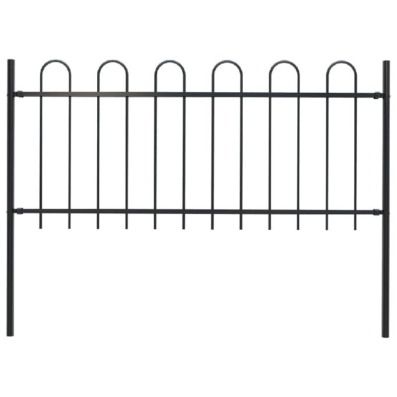 Vidaxl clôture de jardin avec dessus en cerceau acier 1,7 m noir 144930_0