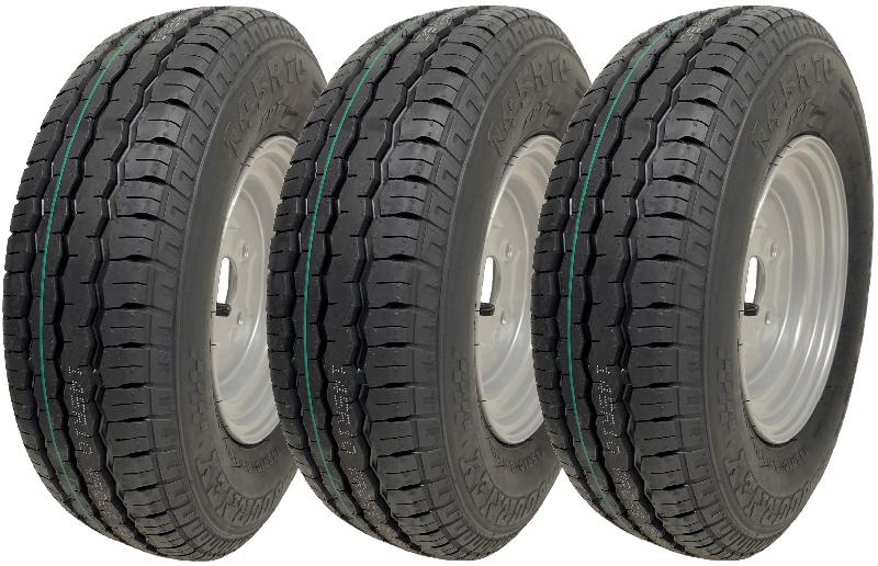 145R10 Pneus et roues pour remorques 4x100mm PCD 84/82N Capacité de charge 500kg (Lot de 3)_0