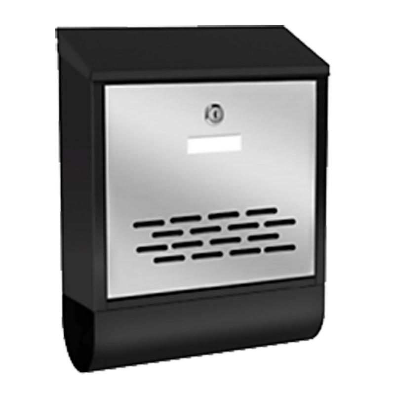 Boîte aux lettres design murale en acier inoxydable avec porte-journaux - Gris - 300 × 395 × 110 mm - 16_0000111_0