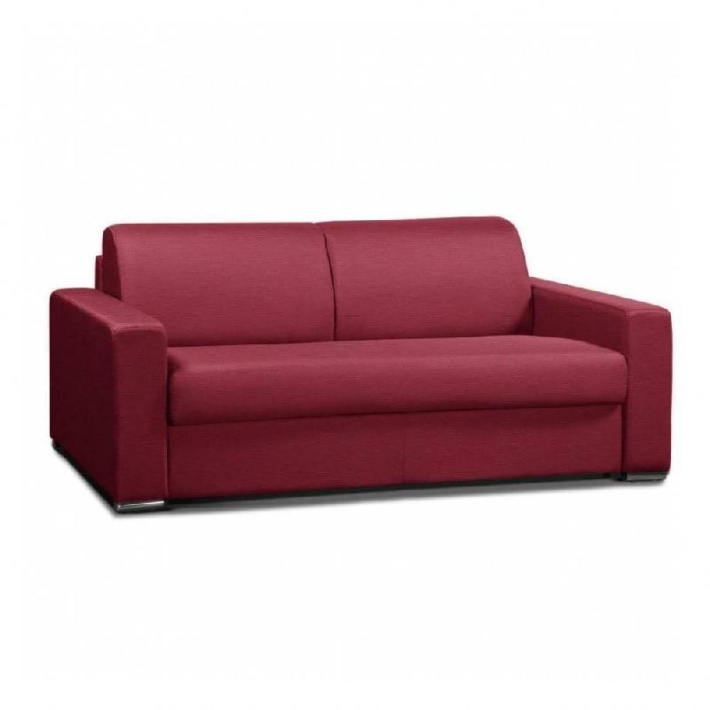 CANAPÉ CONVERTIBLE EXPRESS ALLURE MATELAS MÉMORY  20 CM   LATTES 140 CM MONO ASSISE TISSU TWEED ROUGE_0