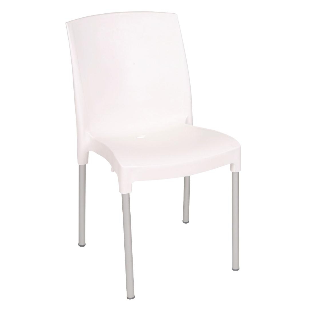 Chaises bistro empilables Bolero blanches - lot de 4 en aluminium et polypropylène, usage intérieur et extérieur_0