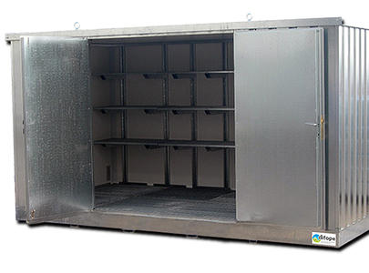 Conteneur de stockage pour déchets industriels et ménagers spéciaux (DMS) - BUNG4MIPF - acier galvanisé avec rétention 914L_0