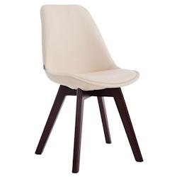 Décoshop26 - Chaise de salle à manger x1 style scandinave en PVC crème support 4 pieds en bois couleur noyer 10_0003748 - 3000251745979_0