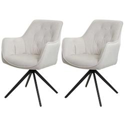 Décoshop26 - Lot de 2 chaises de salle à manger pivotant avec accoudoir siège rotatif cadre métal et tissu crème-beige 04_0007374 - beige 3000262_0