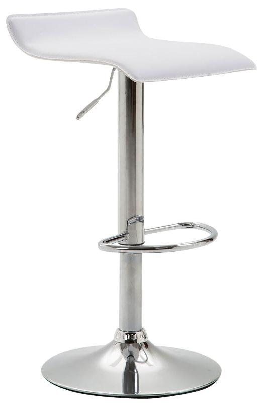 Décoshop26 - Tabouret de bar x1 design minimaliste hauteur réglable repose-pieds en PVC blanc et métal chromé 10_0005612 - blanc métal 3000265118264_0