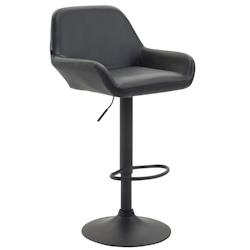 Décoshop26 - Tabouret de bar x1 repose-pieds en forme d'arc en métal noir assise en PVC noir 10_0004544 - noir 3000252166766_0