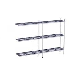 Distform Rayonnage en Inox d'Angle avec Clayettes 3 Niveaux en Polypropylène P.400mm et H.1800mm Acier inoxydable 2460x400x400x - 651637516558_0