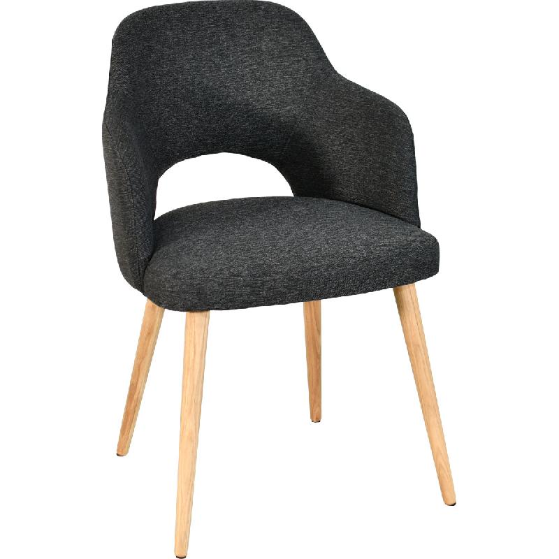 Fauteuil de restaurant contemporain AUMONT-OAK - chêne massif garni - Référence 31780028OAKLNOIR_0