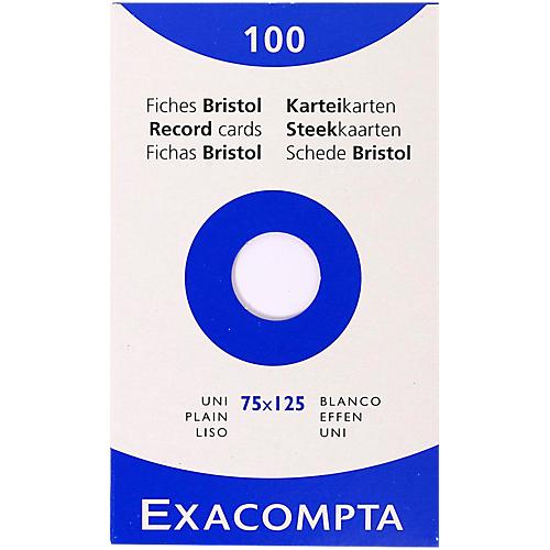 FICHES  BRISTOL  EXACOMPTA 75/125 BLANC - 100 UNITÉS