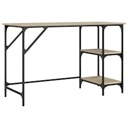Helloshop26 - Bureau table poste de travail meuble d'ordinateur informatique étude chêne sonoma 120 x 50 x 75 cm métal et bois 02_0023639 - 3000214_0