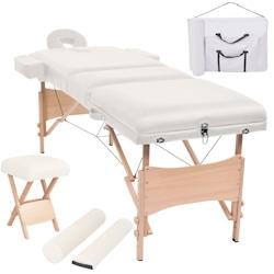 Helloshop26 - Table de massage pliable et tabouret 10 cm d'épaisseur blanc 02_0001864 - 3000089511531_0