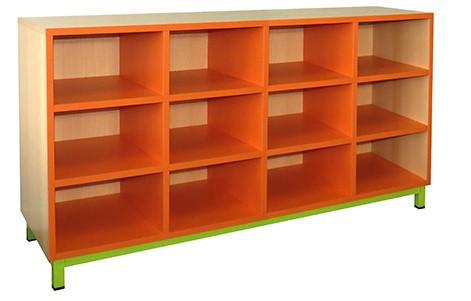 Meuble scolaire 12 cases fixes - Structure mélaminé - Socle métal - Coloris au choix_0