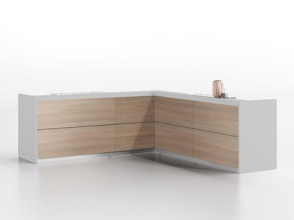 Banque d'accueil Vogue en angle finition bois moderne design italien_0