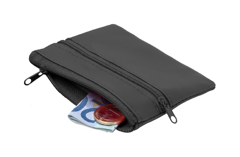 Porte-monnaie zippé en microfibre - Couleur noir - 16g_0