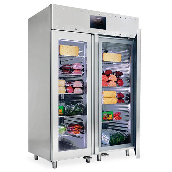 Réfrigérateur 1400 litres en inox gn 2/1 avec portes en verre -2°/+8°c isolation 85 mm wifi - 1400x810x2150 mm - BMA0025/FN_0