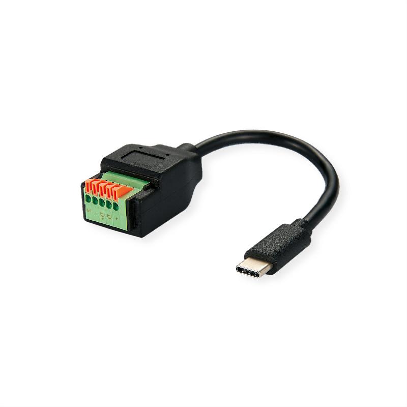 ROLINE Câble adaptateur USB type-C vers adaptateur de bornier à 5 broches, 15 cm_0