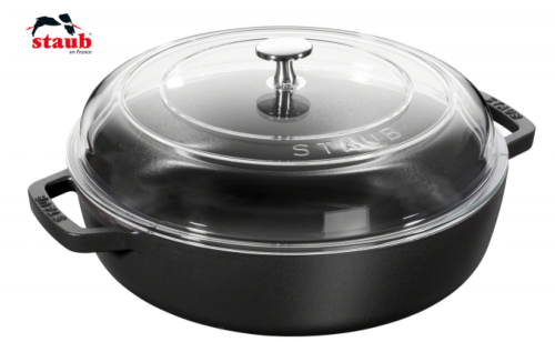 Sauteuse avec couvercle en verre Staub - 24 cm - noir mat - tous feux, four et induction_0
