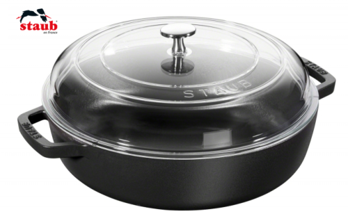 Sauteuse avec couvercle verre staub 24 cm noir mat_0