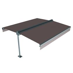 Store double pente Bayamo 6,00x2x3,00 M Intersun, Gris Anthracite, Manuelle, toile Taupe, aluminium - marron aluminium 3700054902943_0