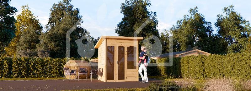 Abri de jardin Phi 3,43m² - Pin nordique naturel - 1,85m x 1,85m - Épaisseur murs 14mm_0