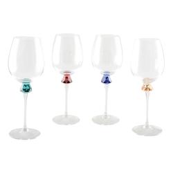 Aulica Verres A Vin Avec Pied En Diamant 4 Couleurs - Lot De 4 - multicolore verre 760201_0