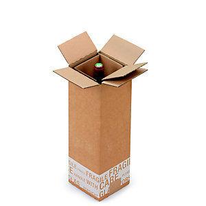 Boîte d'expédition pour 1 bouteille 75 cl en carton double cannelure brun - L.Int. 12 x l.12 x H.38,5 cm - Lot de 20_0