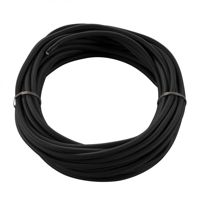 Cable textile, 10m, noir, 3 pôles_0