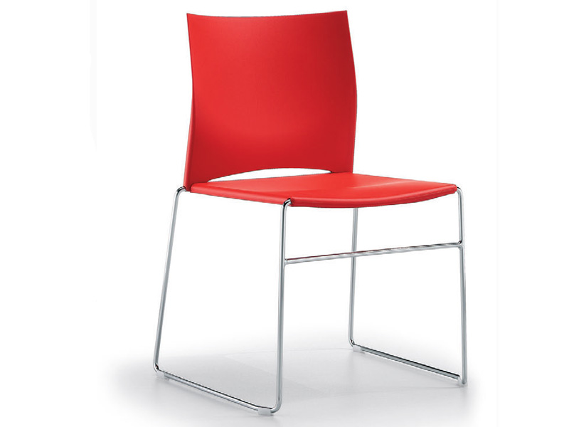 Chaise d'accueil Lift - Polypropylène, piètement fil acier chromé, empilable - Plusieurs couleurs disponibles_0