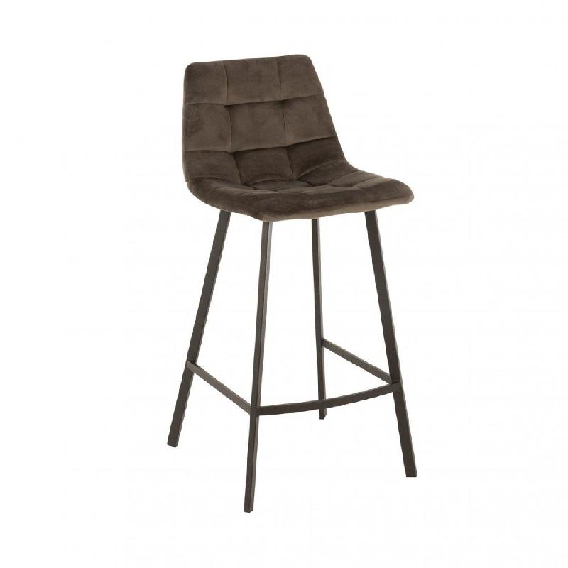 Chaise de bar Milena - métal laqué noir et velours marron - design moderne et confortable_0