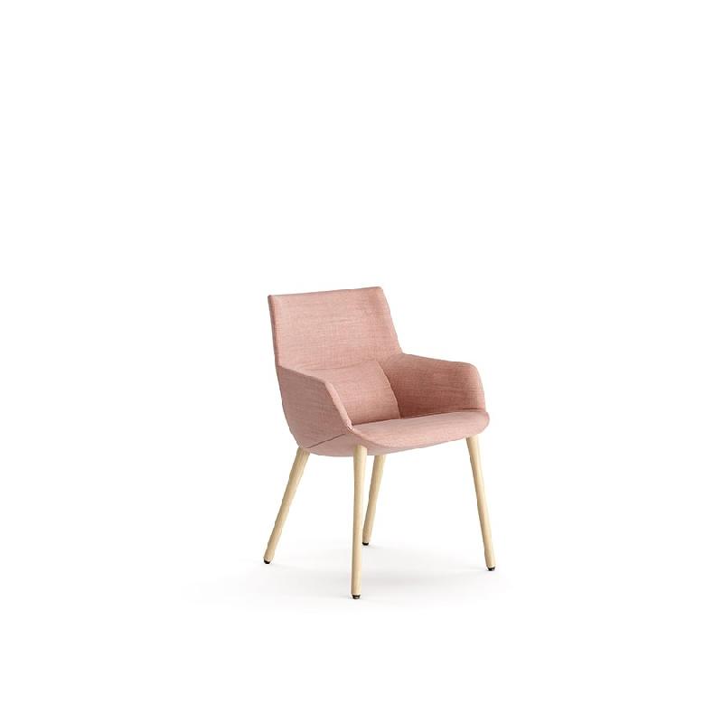 Chaise tapissée pieds bois BOW accoudoirs_0