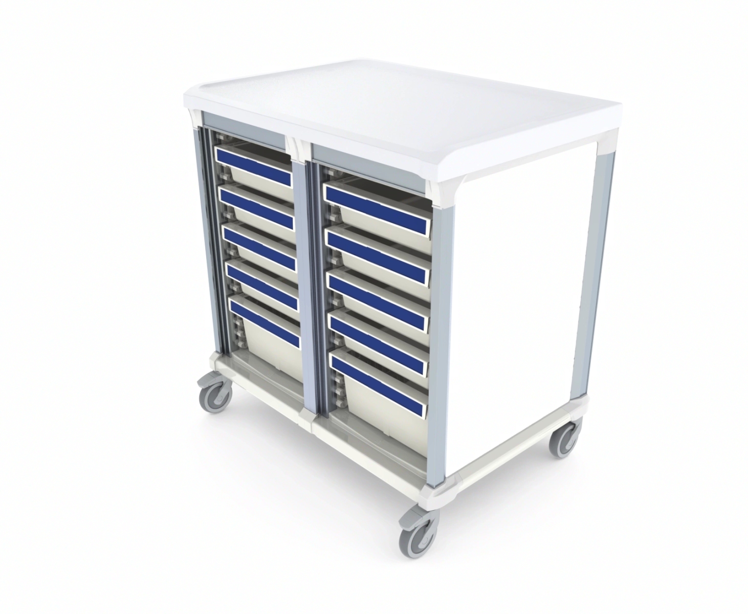 Chariot de soin médical à 2 colonnes, pour transfert ou stockage de médicaments et instruments - WEECART_0