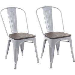 Décoshop26 - 2 chaises de salle à manger style industriel factory métal gris et assise en bois CDS04440 - gris 3000043531308_0