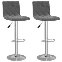 Décoshop26 - Lot de 2 tabourets de bar chaises hautes en velours gris foncé coutures en losange et acier DEC029728 - gris 3000257525513_0