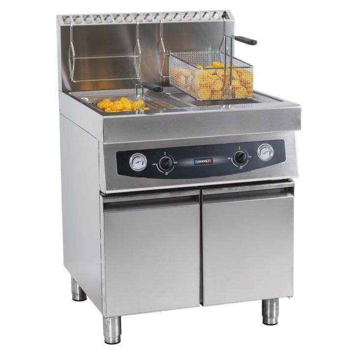 Friteuse double GAZ PRO Casselin 2 x 17L, 2 x 12 kW - Soubassement inox, Thermostat 190°C_0