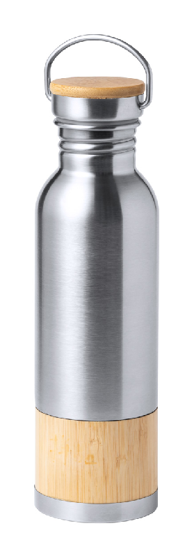 Gourde en acier inoxydable - incrustation et couvercle en bambou - 750 ml_0