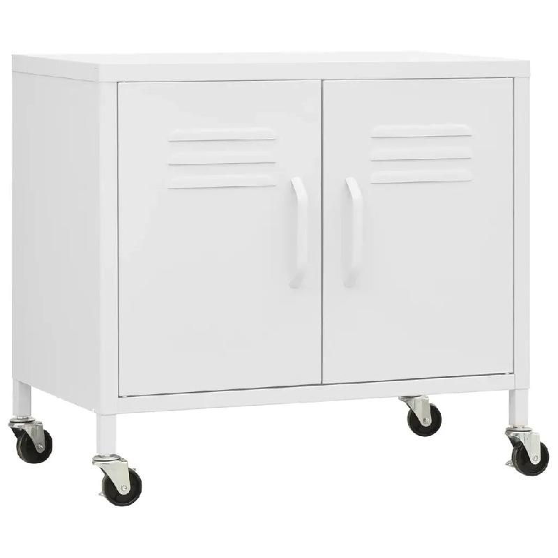 Helloshop26 - Armoire de rangement mobile avec étagère réglable 60 x 35 x 56 cm en acier blanc 02_0046902 - blanc acier 3000234490551_0