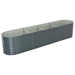 Helloshop26 - Jardinière lit surélevé plantes fleurs jardin 400 x 80 x 81 cm acier galvanisé gris 02_0001053 - 3666982309684_0