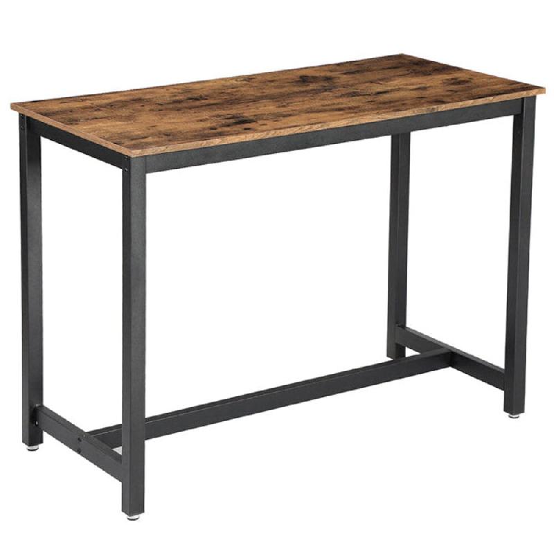 Helloshop26 - Table haute de bar vintage table polyvalente avec armature en fer pour boissons cocktails bar brasserie restaurant 12_0007672 - Bois mas_0