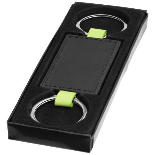 Porte-clés look cuir Felipe - imitation cuir avec extrémités colorées - livré avec boîte cadeau noire_0