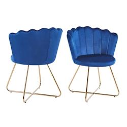 SalesFever Chaise coque en velours | Ensemble de 2 | Pieds chromés couleur or | L 69,5 x P 66 x H 85 cm | bleu foncé - multicolore multi-matériau 3_0