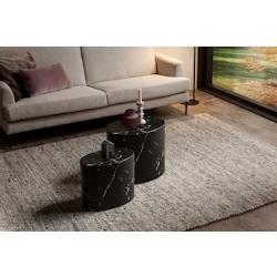 SalesFever Ensemble de 2 tables basses | ovale | Feuille de mélamine aspect marbre - noir multi-matériau 398562_0
