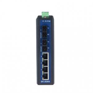 Switch Rail DIN industriel 6 ports - 4 Ethernet + 2 fibre optique mono-mode - Non managé - Référence: EKI-2526S-AE_0