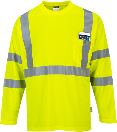 T-shirt hi-vis manche longue avec poche jaune s191, xxl_0