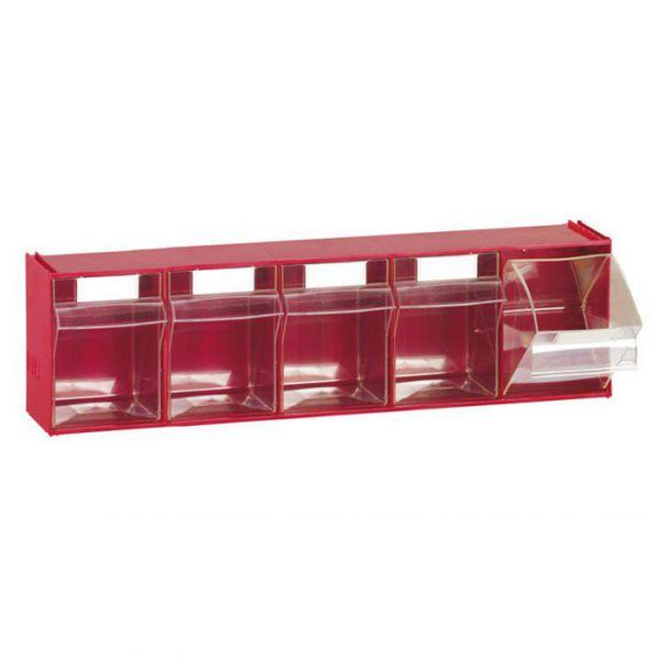 Bloc-tiroir 5 cases Rouge - façades transparentes - superposables et modulables_0
