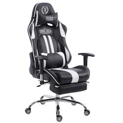 CLP Fauteuil de bureau Limit similicuir avec ou sans Repose-pieds téléscopique Noir / Blanc/avec repose-pieds - blanc polyester 191668937_0