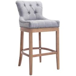 Décoshop26 - Tabouret de bar x1 avec assise en tissu gris clair capitonné et cadre en bois clair 10_0005063 - gris 3000252437903_0