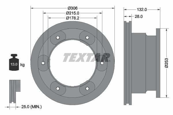 Disque de frein Textar 93177700 - ventilé de l'intérieur - arrière - boîte de 1 disque_0