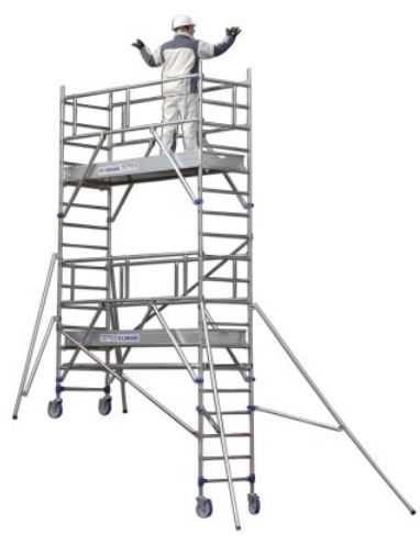 Échafaudage roulant aluminium Totem 2 Box 250 - Comabi SNC - hauteur de travail max. 9,85 m - liaison échelon/montant sertie_0