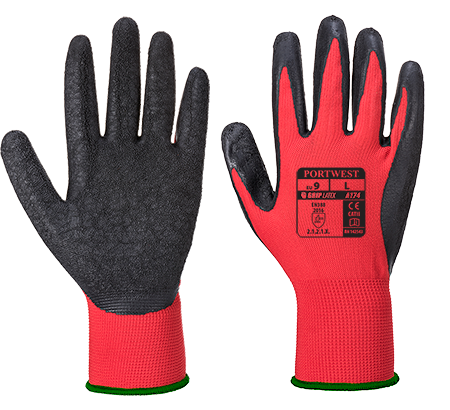 Gants anti-coupures latex Flex Grip rouge et noir A174 - taille S - tricot jauge 13_0
