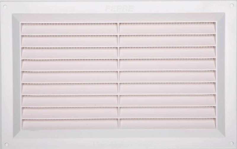 Grille d'aération ABS naturel - 16.5 x 26 cm - intérieur/extérieur - passage d'air 54 cm² - avec moustiquaire_0